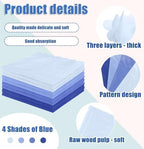 SietDESEO 48 Pieces 3-ply Gradient Blue Napkins Disposable Folded 5 x 5 Inches Scalloped Cocktail Napkins Paper Napkins for Dinner Wedding Birthday Party Blue Dessert Napkins