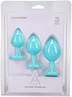 Doc Johnson A-Play - Silicone Trainer Set - 3 Piece Set, Play with My Butt Not My Heary, Teal