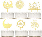 6 PCS Gold Eid Mubarak Cake Topper Ramadan Mubarak Cake Decoration Cake Toppers Ramadan EID Mubarak Cake Toppers for Birthday Party,Muslim Islam Eid Festival Decorations