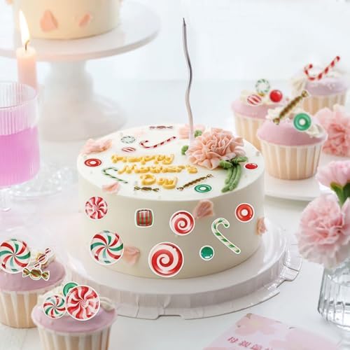 54PCS Edible Christmas Cupcake Toppers - Wafer Paper Candy Cupcake Toppers Decorations for Christmas Party Supplies Holiday Party Decorations