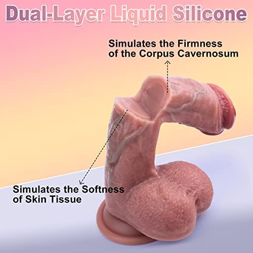 Realistic Dildos Feels Like Skin Adult Sex Toys for Women, Soft Silicone with Strong Suction Cup for Hands-Free Play, Vlatne Anal Dildo with Balls Lifelike Fake Penis G Spot Stimulator, 8.5''