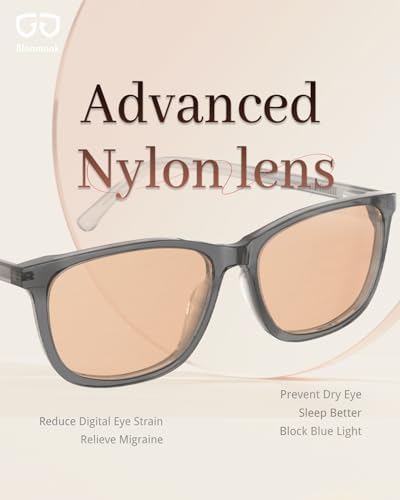 Bloomoak Rose Migraine Glasses,FL-Flex Light Sensitivity Relief Tinted Glasses for Indoor Fluorescent Glare/Women