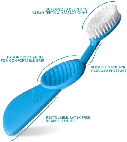 Radius Toothbrush Flex Brush BPA Free & ADA Accepted Designed to Improve Gum Health & Reduce Gum Issues - Right Hand - Blue White - Pack of 1