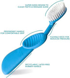 Radius Toothbrush Flex Brush BPA Free & ADA Accepted Designed to Improve Gum Health & Reduce Gum Issues - Right Hand - Blue White - Pack of 1