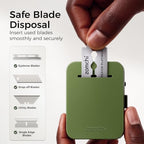 ZOMCHI Razor Blade Bank for Used Double Edge Safety Razor Blades, Compact Disposal Container for Safe Storage and Travel (Olive Green)
