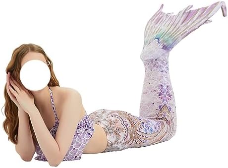 LVTFCO Adult Fishtail Princess Dress 3-piece Set， Halloween Top And Pants Beachwear Mermaid Stage Costumes