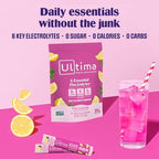 Ultima Replenisher Daily Electrolyte Powder – Pink Lemonade, 20 Stickpacks – Zero Sugar Hydration Packets with 6 Electrolytes and Minerals – Sugar Free, Plant Based & Keto Friendly Drink Mix