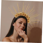 Gatuida Gothic Floral Crown Headband for Women Girls Cosplay Headdress Elegant Lace Hair Accessory for Parties and Weddings