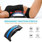 Lumbar Support Board & Back Stretcher - 4-Level Adjustable Cracker for Lower Back Pain Relief, Home Office Use (Blue)