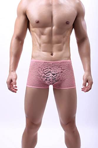 Swbreety Men's Lace Boxer Briefs Underwear Sexy See Through Underpants Bulge Pouch Trunks…