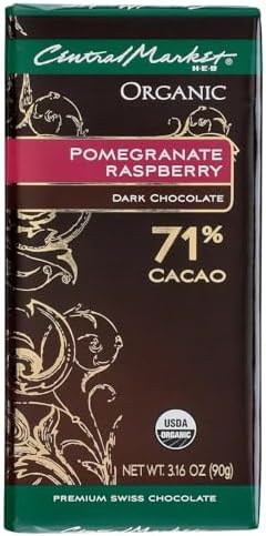Central Market Organic 71% Cacao Pomegranate Raspberry Dark Chocolate Bar 3.16 oz 4 Bars