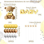 Yellow Baby Shower Cake Decoration Bear Cake Topper Gender Reveal Cake Decoration Green Gold Balls Cake Topper for Baby Shower Birthday Party Decoration