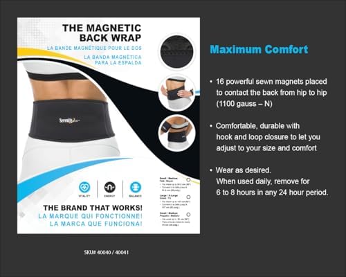 SERENITY2000 Magnetic Therapy Back Wrap for Lower Back - Adjustable Lumbar Support Brace for Sciatica & Pain Relief - 16 x 1100 Gauss Magnets