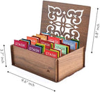 Tea Bags Sampler Gift Box – 80 Count, 28 Flavors – Wooden (MDF) Tea Organizer in Walnut – Variety Pack for Mom, Dad, Friends, Coworkers, Students, Men & Women