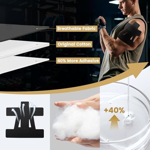 TEAWOO PreCut Kinesiology Tape for Shoulder (20 Pcs) – Waterproof Breathable Athleti, Enhanced Adhesion & Elasticity, Shoulder Pain Relief Support for Sports & Daily Use (Black, Beige & Blue)