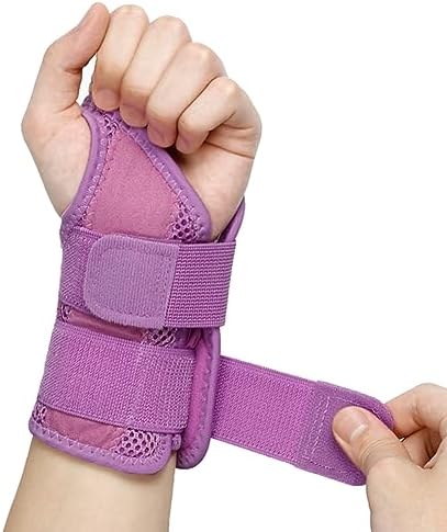 NuCamper Wrist Brace Carpal Tunnel Right Left Hand for Men Women, Night Wrist Sleep Supports Splints Arm Stabilizer with Compression Sleeve Adjustable Straps,for Tendonitis Arthritis Pain Relief (Right Hand-Purple, Small/Medium (Pack of 1))