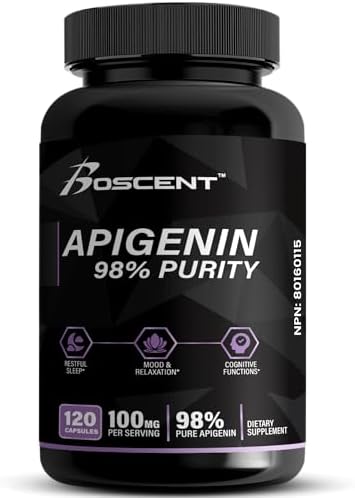 Apigenin Supplement 100mg from Chamomile Extract 120 Count - 98% purity- Apigenin Supplement for Sleep, Mood, Cognition, Prostate health - Excellent sleep aid, Non-GMO, No Fillers - 4-Month Supply
