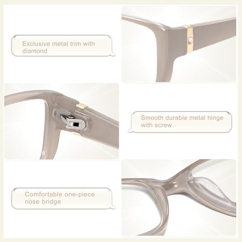 Madison Avenue 2 Pack Classic Blue Light Blocking Reading Glasses for Women, Vintage Anti Glare/Eyestrain Computer Readers Black/Nude Beige +2.5
