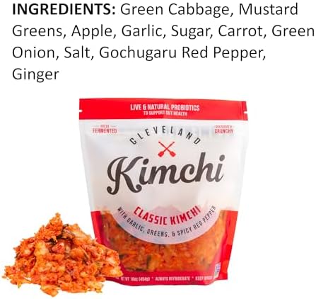 Cleveland Kitchen Classic Kimchi - Lightly Fermented Vegetables, Crunchy & Delicious with a Hint of Spicy, Live & Natural Probiotics, 16 oz