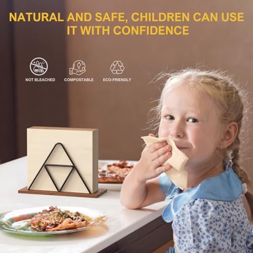 Gezond 100pcs Compostable Paper Napkins, Disposable Dinner Napkins 13 x 13 in Unbleached 2-ply Eco Lunch Tissue Natural