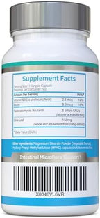 Swiss BioEnergetics Saccharomyces Boulardii 5 Billion CFU 90 Capsules - No Refrigeration Required - High Strength Non-Colonising Yeast with synergistic Olive Leaf, Biotin and Vitamin D3