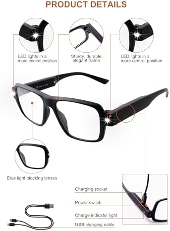 SKYWAY Reading Glasses With Light Blue Light Blocking Rechargeable magnifying Reader for Women Man eyewear Anti-Glare