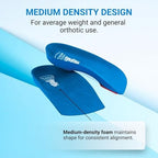 Vasyli Custom 3/4 Length Insoles, Blue, Medium, Fast & Effective Pain Relief, Customized Biomechanical Alignment, Medium Density, General Orthotic Needs, Everyday Walking Shoes, Heat Moldable