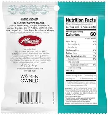 9 SHANI'S Zero Sugar Gummy Bears 12 Flavor Variety Soft & Chewy Sugar-Free Candy Guilt-Free Snacking, Keto & Diabetic-Friendly, Convenient On-the-Go Packs (3.5 oz Pack of 2)