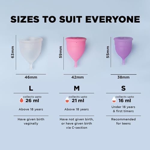 Pee Safe Reusable Menstrual Cup for Women (Medium) | Made with Medical Grade Silicone | Soft, Flexible, BPA & Latex Free | Up to 12 Hours Protection | Travel Friendly Pouch Included