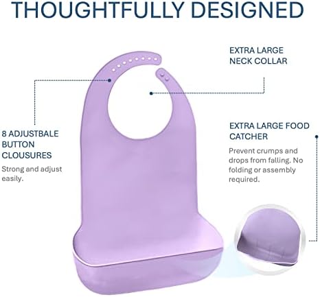 We&Life Silicone Adult Bib for Elderly, Men and Women - Washable With Food Catcher