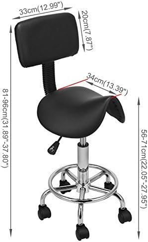 Voilamart Saddle Salon Massage Chair with Backrest Swivel Massage Hydraulic Gas Lift Stool for Hairdressing Manicure Tattoo Beauty, Black