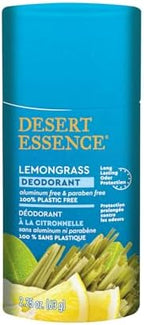 Desert Essence Eco-friendly Tea Tree Deodorant - 100% Plastic Free, Aluminum Free, & Paraben Free for Women & Men, 2.25 oz (Lemongrass)