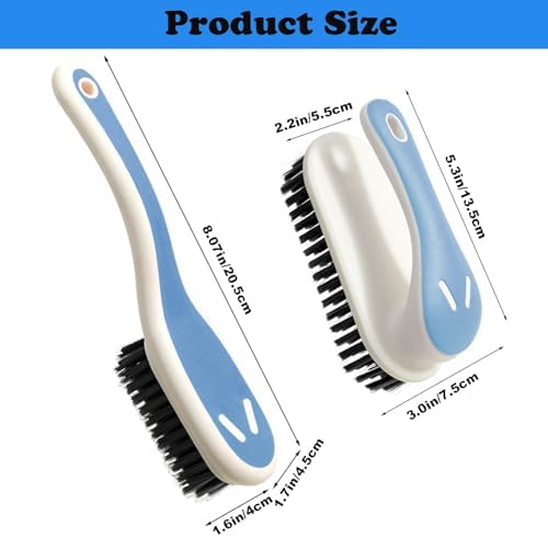 Soft Bristle Scrub Cleaning Brush Stain Remover Brush Fabric Cleaning Brush Laundry Brush Small Scrub Brush Cleaner Household Cleaning Brushes for Carpet, Clothes, Bathroom,Sneaker-2 Pack (Blue)