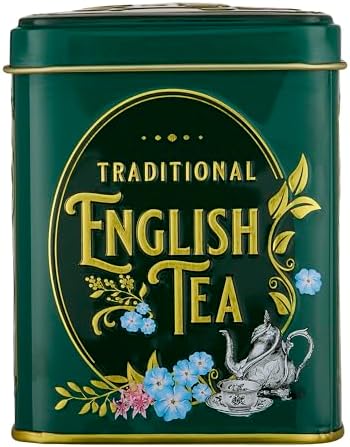 Vintage Victorian Bottle Green Tea Tin with 40 English Afternoon Teabags