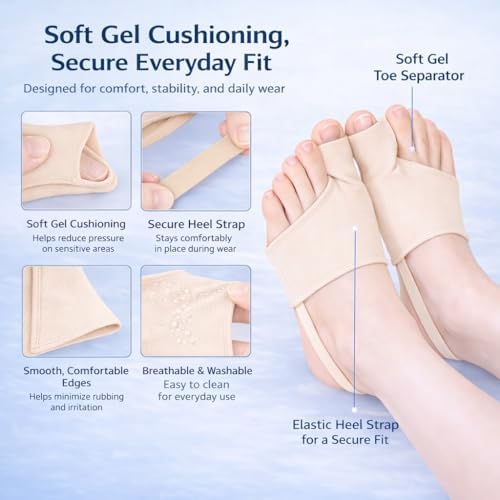 2-Pack Bunion Corrector for Women & Men, Big Toe Straightener with Splint & Pads, Instant Pain Relief & Hallux Valgus Support,All-Day Wear, Shoe-Friendly Comfort, Beige