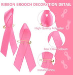 WANDIC Polyester Ribbon Satin Pins, Cancer Awareness Ribbon Pins Hope Faith Awareness Brooch for Party Event Supplies Clothing Decoration, 7.5cm