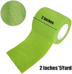 6 Pack 2 Inches Self Adhesive Wrap Bandage Self Adherent Cohesive Bandage Tape Stretch Vet Wrap Breathable Athletic Tape for Sports, Wrist, Ankle（Green）