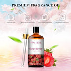 PHATOIL 3.38FL.OZ Strawberry Fragrance Oils for Aromatherapy, Essential Oils for Diffusers for Home, Perfect for Diffuser, Yoga, Skin Care, DIY Candle and Soap Making - 100ml