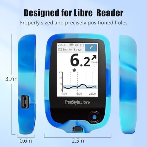 YOUSHARES Silicone Case for Libre 2 Reader with 20 Packs Beige Libre 2 Sensor Patches Waterproof, Anti-Drop Scratches Protective Case for Adhesive Patches Sensor (Blue & White)