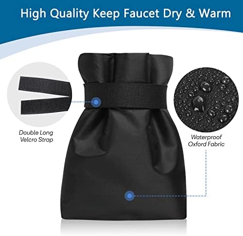 Outdoor Faucet Cover Socks for Winter Freeze Protection, 7.09" W x 9.06" H, Velcro Thickened Anti-Freeze Outdoor Tap Cover, Reusable Waterproof Insulated Spigot backflow Cover,Black, 2Pcs