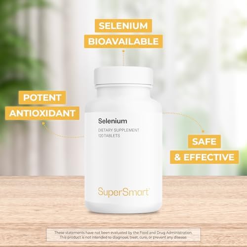 SuperSmart - L-Selenomethionine 200mcg per Day (Selenium Supplement) - High Absorption - Essential Trace Mineral | Non-GMO & Gluten Free - 120 Tablets