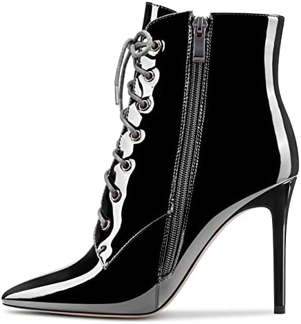 Castamere Women Stiletto High Heel Zipper Pointed Toe Ankle Boots Short Bootie Lace-up Dress Sexy Office 3.9 Inches Heels Boots