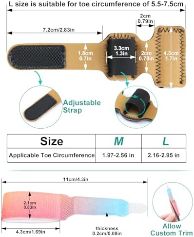 2Pcs Hammer Toe Straightener Broken Toe Splint with Removable Aluminum Plate and 2Pcs Fabric Wraps for Women & Men, Adjustable HammerToe Corrector for Curled & Bent Toe, Broken Support (Large)