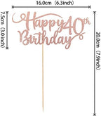 Rsstarxi 1 Pack Happy 40th Birthday Cake Topper Rose Gold Glitter Number 40 Forty Years Old Birthday Cake Pick Decoration For 40th Birthday Celebrating Anniversary Party Supplies.