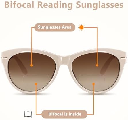 EASY READ 2 Pack Bifocal Reading Sunglasses for Women,Trendy Sunglasses Readers UV400 Protection