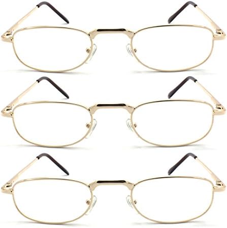3 Pairs Metal Vintage Reading Glasses with Spring Hinge for men women