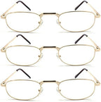 3 Pairs Metal Vintage Reading Glasses with Spring Hinge for men women