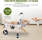 Pakalife Dog Wheelchair for Back Legs,Adjustable 4 Wheel Dog Strollers with Handle for Small and Medium Sized Injured Cats/Dogs,Durable Metal Rehabilitation Device(6.6-11pounds)