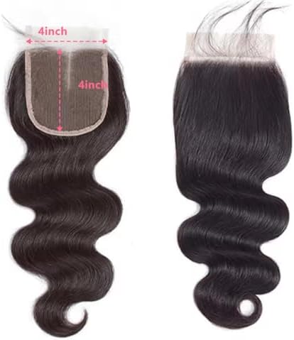 4x4 Lace Closure Human Hair Body Wave HD Lace Closure 10 Inch Free Part 100% Unprocessed Brazilian Virgin Human Hair Extensions for Women 150% Density Pre Plucked with Baby Hair Natural Black Color