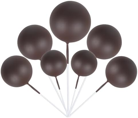 Rsstarxi 30 PCS Mini Balloons Cake Toppers - Foam Balls Insert Decorations for Baby Shower, Wedding Anniversary, Kids Birthday Party - Coffee